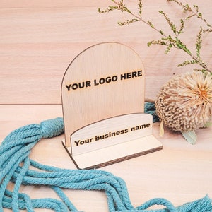 Porte-cartes de visite PLV pour marché artisanal | Présentoir pour porte-cartes de visite avec logo POS | Présentoir porte-cartes de visite en bois | Présentoir de point de vente