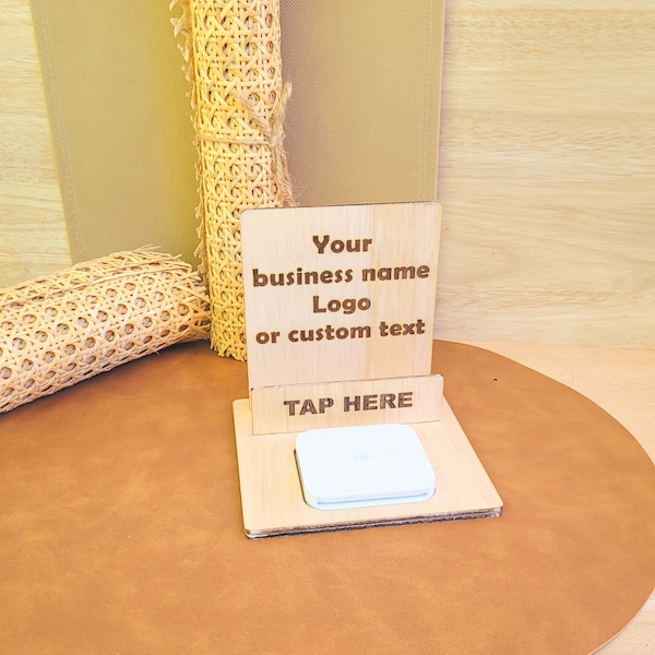 Square reader dock Business Card Holder for Craft Market Logo Business Card Holder Display, custom Wooden Display Stand Eftpos Square