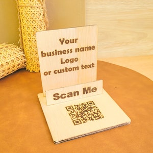 QR-visitekaarthouder voor ambachtelijke markt, logo-visitekaarthouder-display, houten kaarthouder-displaystandaard, aangepaste POS-display QRL Square