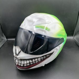 Joker Motorcycle Helmet: Custom Airbrush Full Face, DOT Approved