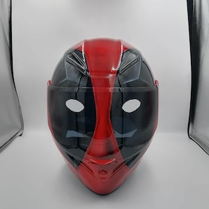 Deadpool Motorcycle Helmet: Custom Airbrush Modular DOT/ECE Approved