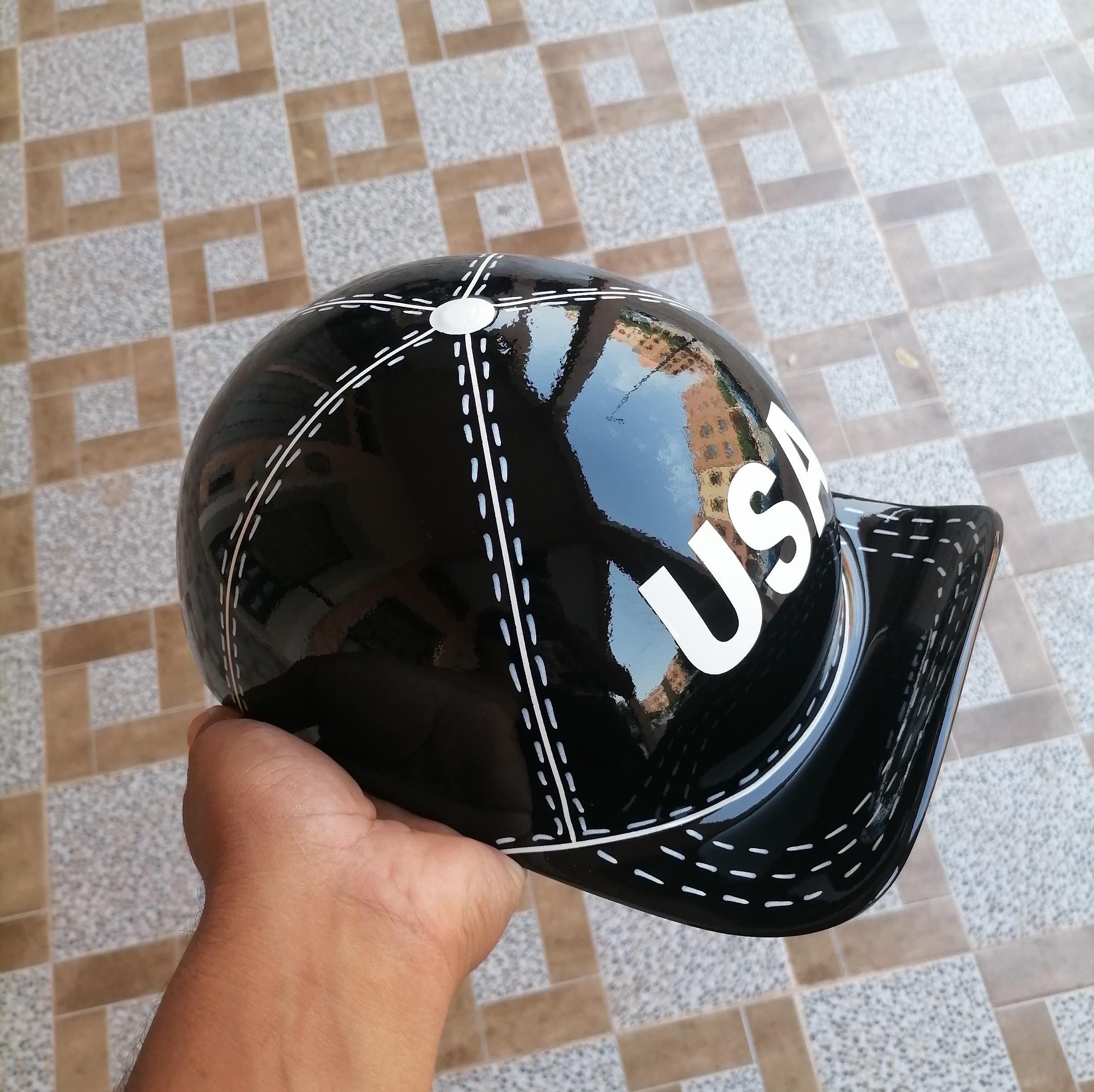 doughboy baseball motorcycle helmet Vintage Half Size Open-Face Helmet for Scooter Moped Cap Street Cruiser Jet Style DOT Certified Automotive Matte Red Doughboy  Durbz