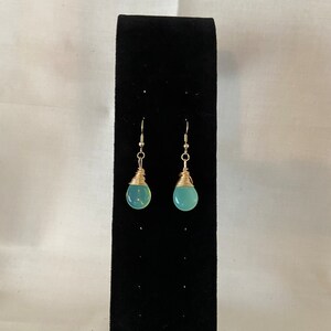 Green wire wrapped earrings
