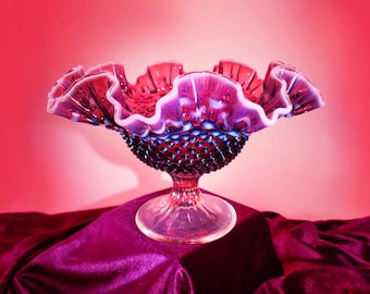 Fenton Plum Opalescent Footed Bowl--A Deeply Colored Beauty!