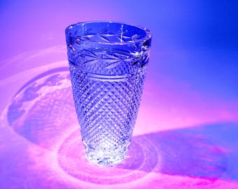 ウォーターフォード　花瓶　ダイヤモンドコバルト Waterford Crystal Diamond Cut Thick Heavy Collectible Decorative
