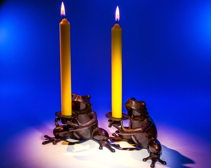 Pair of Bronze Frog Candlestick Holders--irving the Frog by Restoration ...