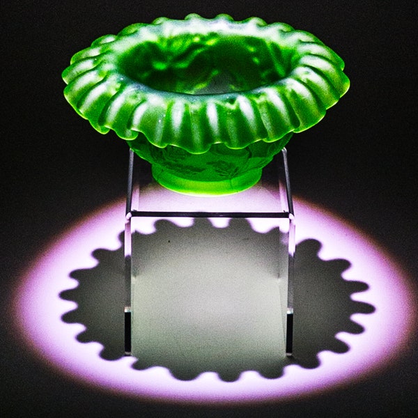 Fenton Green Satin Glass "Wild Rose" Fairy Lamp Base
