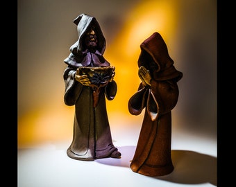 Two Rough Clay Folk Art Monks--Religious Orders