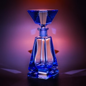 Blue Pyramid Shaped Perfume Bottle--Czech (?)