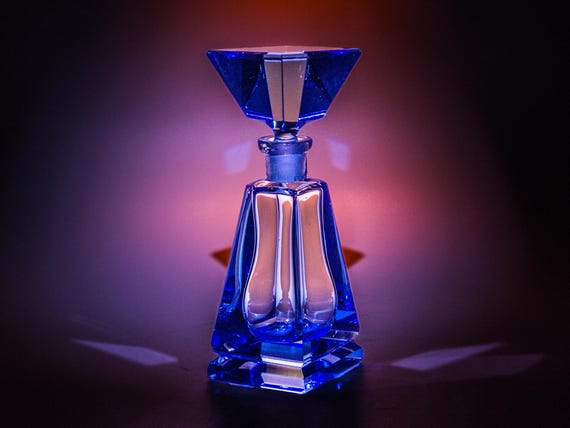 Blue Pyramid Shaped Perfume Bottle--czech (?) - Etsy