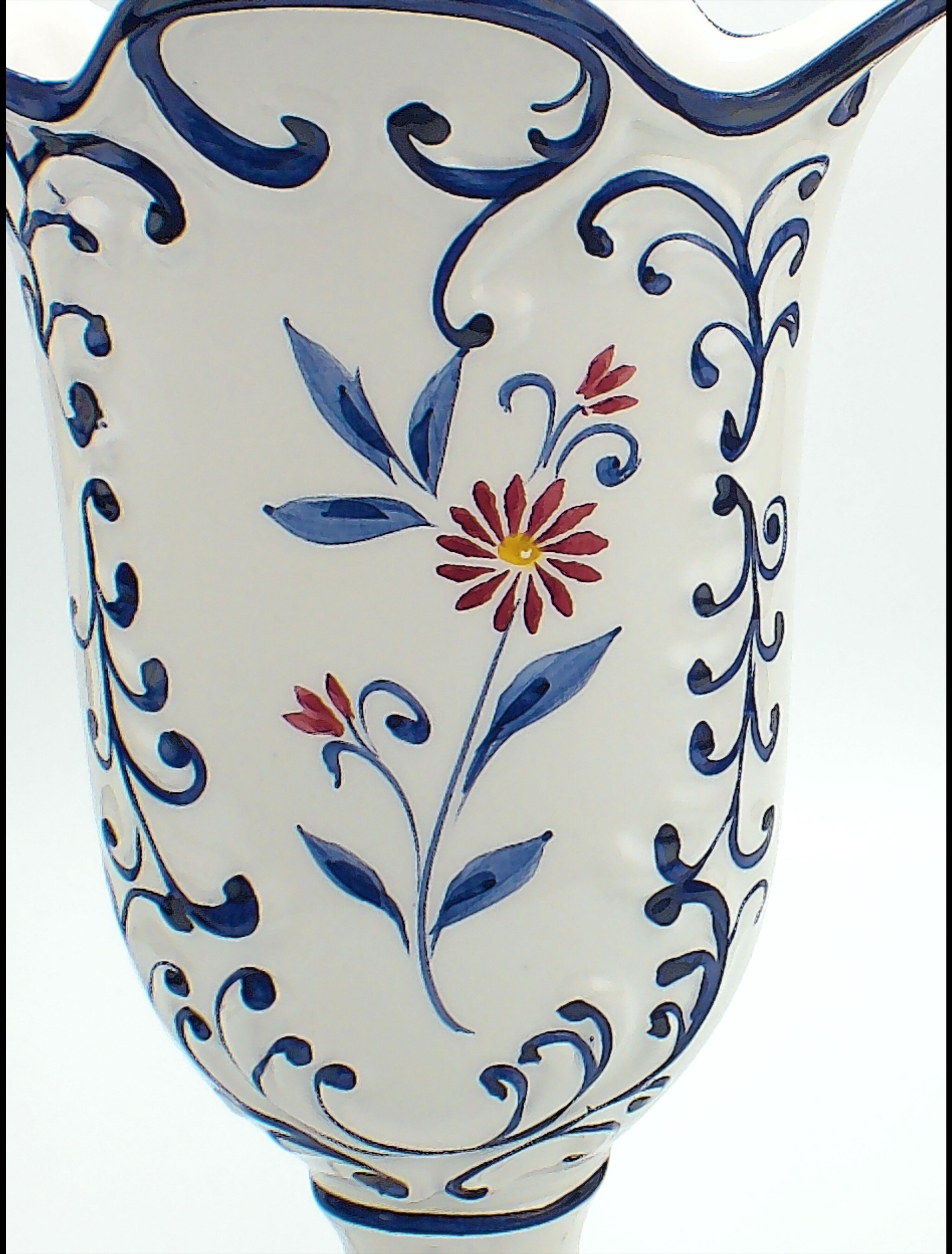 Tall White and Blue Flower Vase Made in Portugal RCCL Hand Etsy