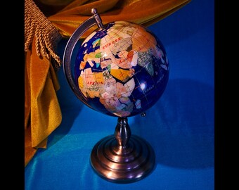 Small Blue Semi Precious Stone Globe--11 inches Tall