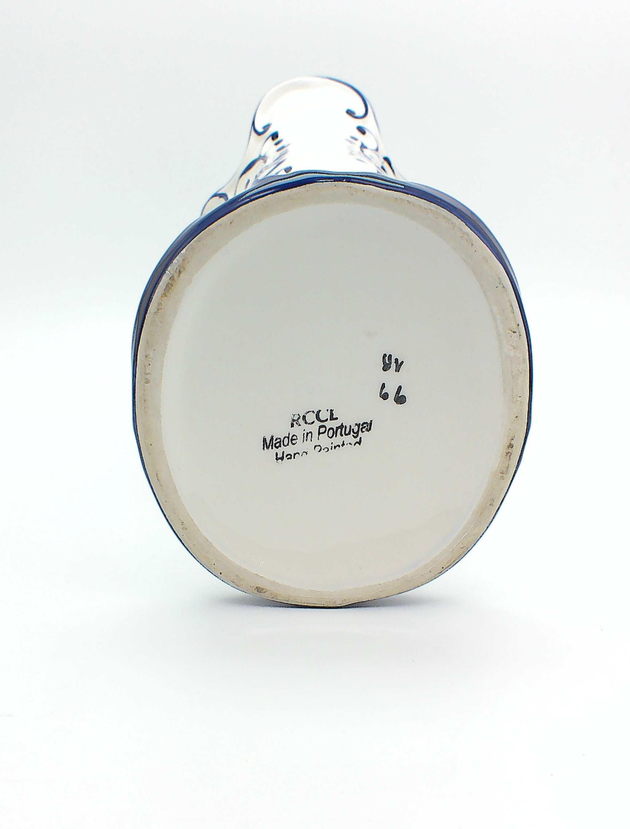 Tall White and Blue Flower Vase Made in Portugal RCCL Hand Etsy