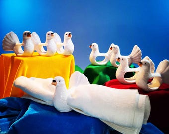 Eight Ceramic Dove Napkin Rings, Holders--Hand Painted--Just Lovely and Perfect for Easter!