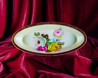 Heinrich & Co. Bavaria Celery Dish--Roses, Roses, Roses!