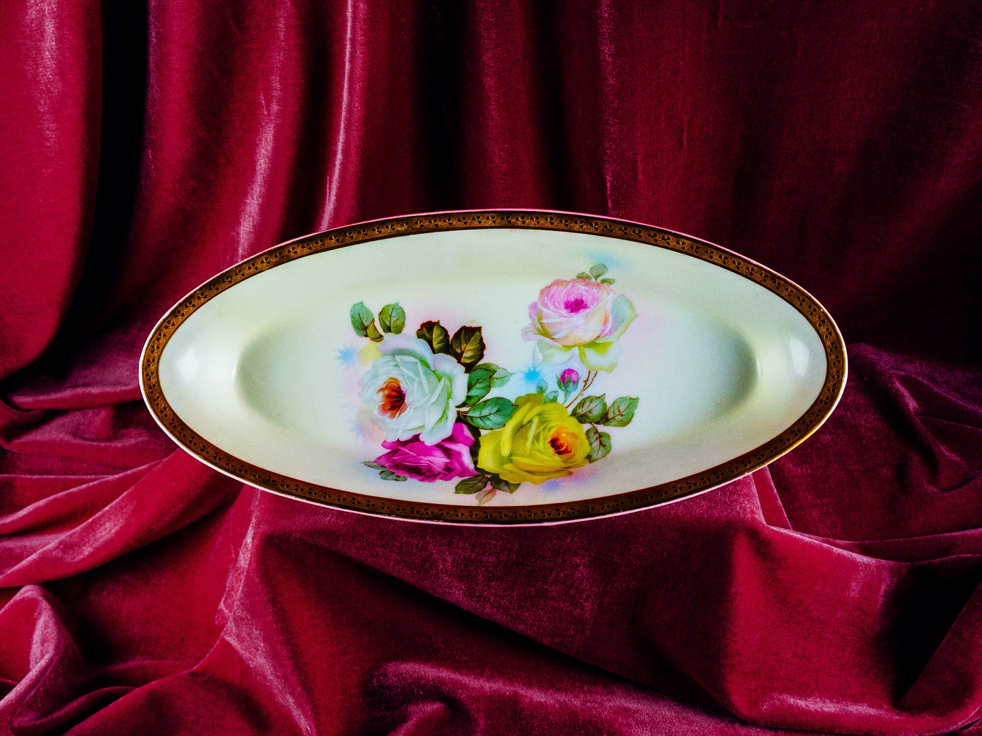 Plat Ancien H&C Selb Bavaria – Porcelaine Vintage Décorative