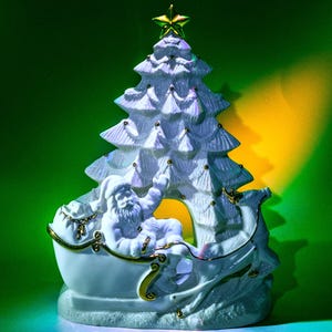 Lenox Large Ceramic Christmas Tree and Santa in Sleigh--Classic Figurine