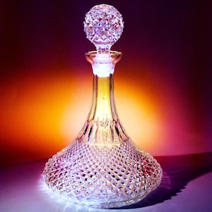 Cut Glass Crystal Ship&#39;s Decanter--Heavy Diamond Cutting, Edwardian Beauty!