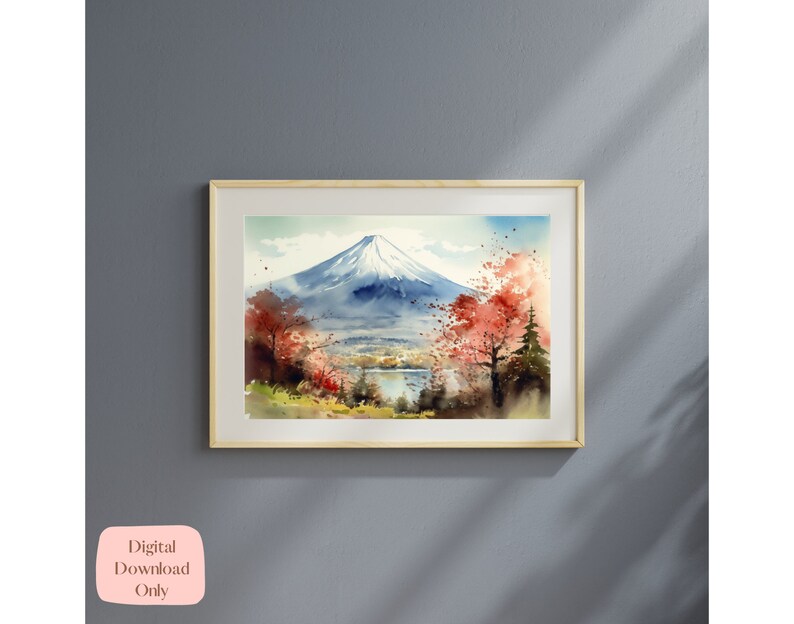 Mount Fuji Japan Art Print Watercolor Mountain Art Poster - Etsy