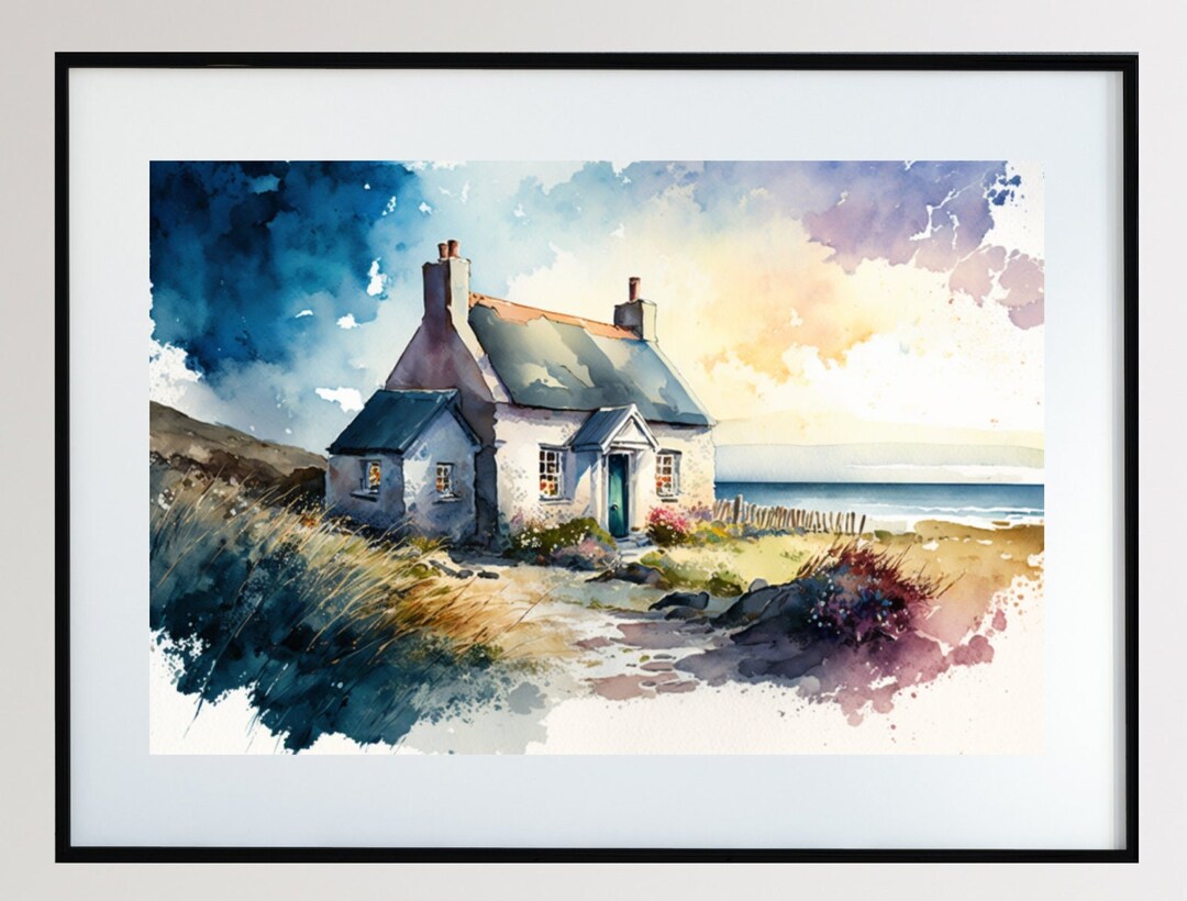 Irish Cottage by the Sea Artwork Cottage Painting Ireland Etsy