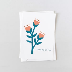 Cartes de vœux | En pensant à vous Flower Card | Get Well Soon Cartes | Cartes de condoléances | Cartes écologiques, papeterie durable