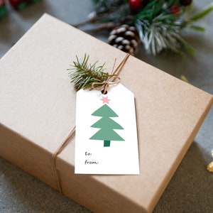 Tags de Noël | Étiquettes cadeaux des Fêtes | 3,5 x 2 po | Cartes de vœux écologiques, papeterie durable | Jeu de 8 balises