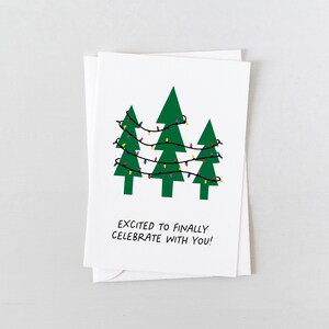 Cartoline di Natale / Entusiasta di festeggiare finalmente con te Biglietto di auguri / Biglietti di auguri ecologici, cancelleria sostenibile