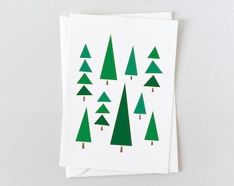 Cartões de Natal | Cartão do feriado da floresta do Natal | árvore de Natal Cartão Comemorativo | Cartões comemorativos ecológicos, artigos de papelaria sustentáveis