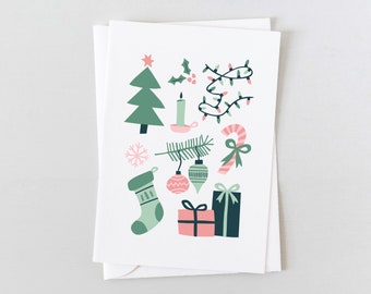 Cartões de Natal | Cartão de Hygge do feriado | Cartões comemorativos ecológicos, artigos de papelaria sustentáveis