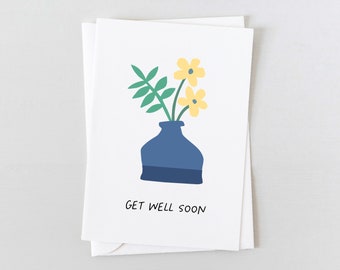 Cartes de vœux | Get Well Vase Card | Get Well Soon Cartes | Cartes écologiques, papeterie durable
