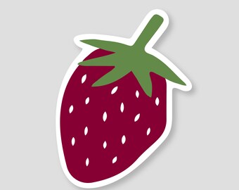 Vinyl-Aufkleber | Erdbeer Frucht Sticker | 2 x 1,53 cm