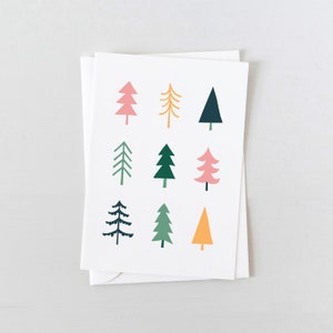 Cartes de Noël | Carte Arbres de Noël | Cartes de vœux écologiques, papeterie durable | Coffret de 8