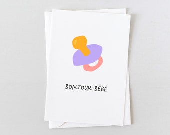 Cartes de vœux | Carte de célébration rose Bonjour Bébé | Carte de grossesse de bébé fille | Cartes écologiques, papeterie durable