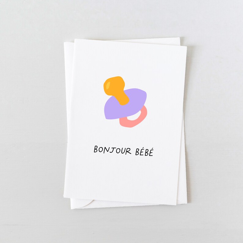 Cartes de vœux | Carte de célébration rose Bonjour Bébé | Carte de grossesse de bébé fille | Cartes écologiques, papeterie durable image 1
