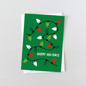 Cartes de Noël | Carte Holiday Lights (verte) | Cartes de vœux écologiques, Papeterie durable
