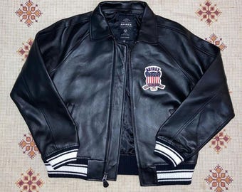 Chaqueta de aviador de cuero Avirex USA B3 RAF negra para hombre. Chaqueta de aviador de cuero negra hecha a mano, estilo vintage, para pilotos estadounidenses.
