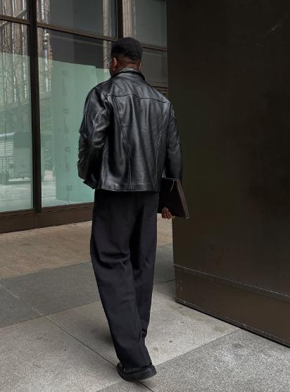 Y2K Vintage Men's Leather Jacket, Handmade Real Sheepskin Coat XS