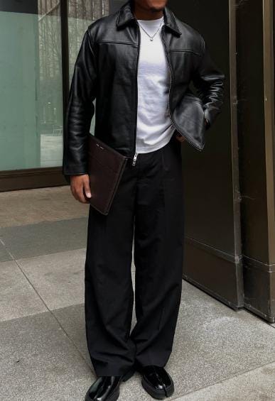 Y2K Vintage Men's Leather Jacket, Handmade Real Sheepskin Coat XS