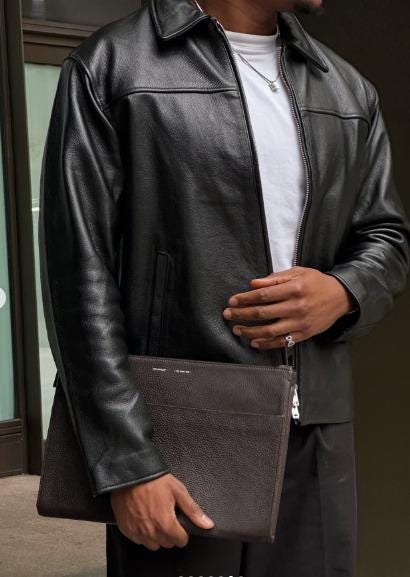 Y2K Vintage Men's Leather Jacket, Handmade Real Sheepskin Coat XS