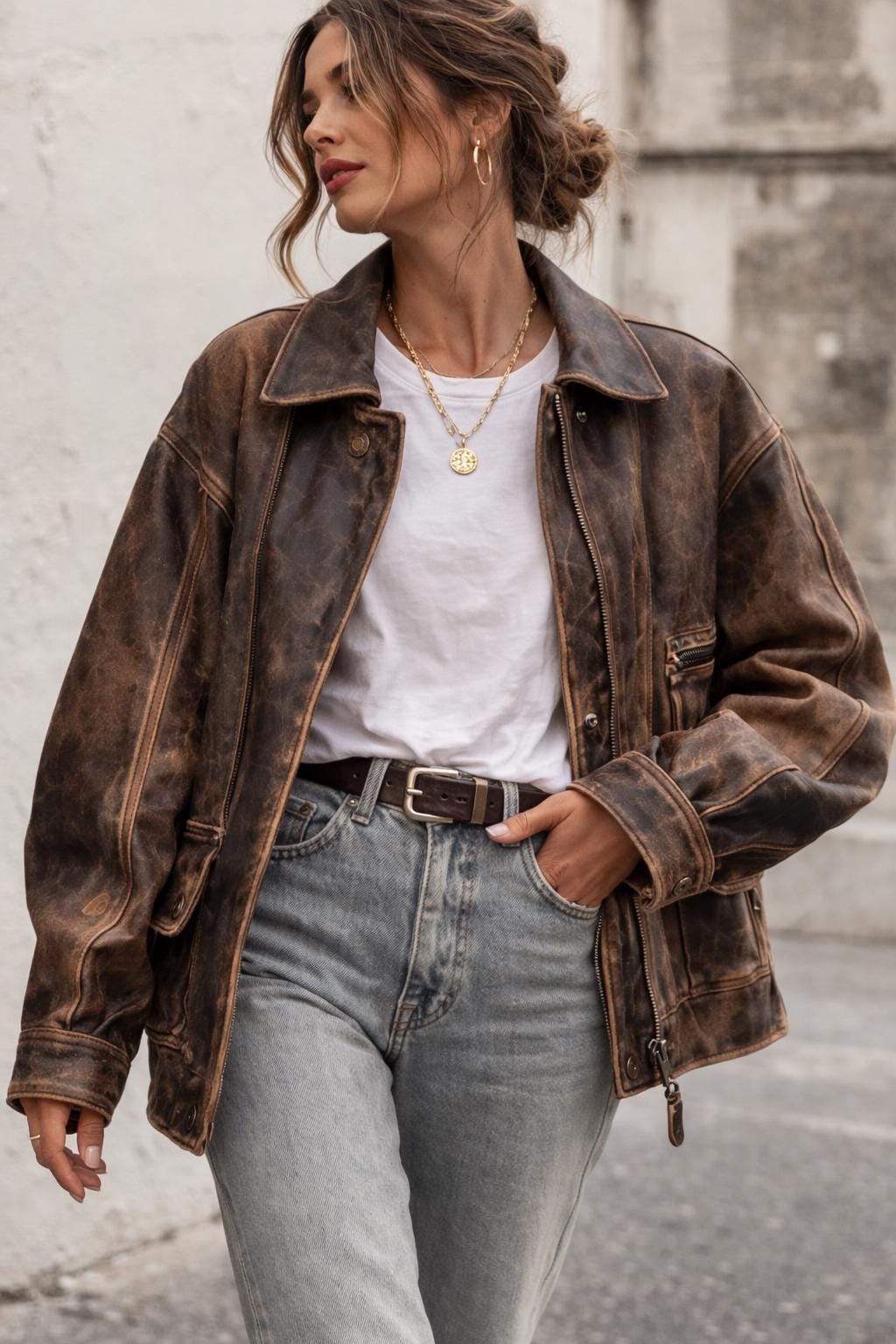 90s Leather Jacket - Etsy Canada