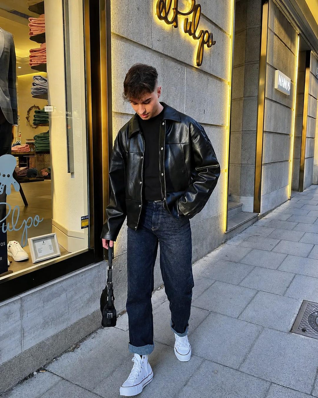 90s-00s Y2K 本革 素材切替 Suede Jacket 黒 Black Genuine Leather Oversized Jacket for Men Vintage Retro Zip