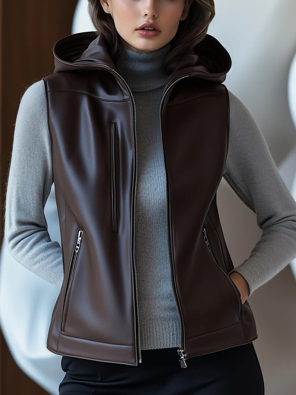【DEARMINE】Pump leather hood zip-up Black Hoodie with Yellowhammer & Shindig Logo | Billy Reid