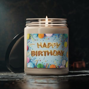 Happy Birthday Scented Soy Candle, 9oz, Gift Idea, Birthday Gift, Cinnamon Vanilla Candle, Birthday Candle, Gift for Her, Gift for Him,