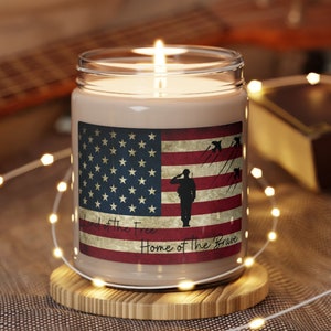 Patriot, American Flag Candle, Land of the Free, Home of the Brave, Scented Soy Candle, Gift Idea, Cinnamon Vanilla, Home Decor Patriotic