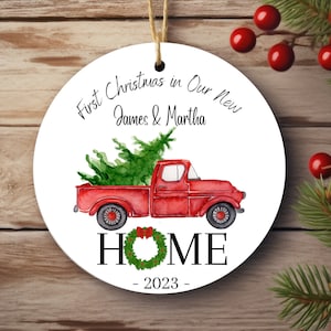 Personalized First Christmas In Our New Home Ornament Keepsake Gift 2024 Gift Idea New House First Home Apartment Condo Christmas Truck Tree