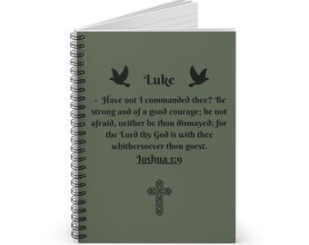 Diario cristiano personalizzato, Giosuè 1:9 KJV, taccuino a righe, studio biblico, idea regalo per figlio, regalo per lui, diario biblico con nome personalizzato, croce