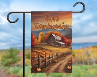 Hermosa bandera de jardín de Acción de Gracias, bandera de jardín escénica, decoración de patio con calabaza, paisaje, regalo, decoración de patio colorida, otoño, bandera de cosecha de otoño