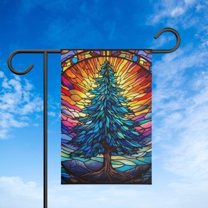 Bella bandiera del giardino dell&#39;albero, imitazione del vetro colorato, decorazione colorata del cortile, albero di Natale, inverno,