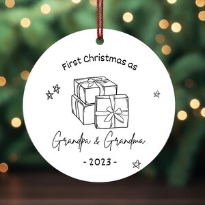 Personalized First Christmas as Grandparents Christmas Ornament 2024 Grandparent Gift, New Grandchild Keepsake For Christmas, Round Ornament