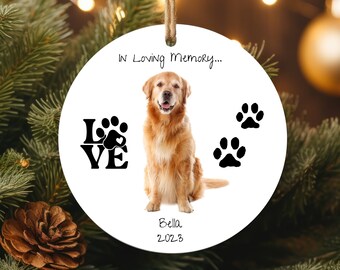 Adorno conmemorativo para mascotas personalizado, adorno navideño conmemorativo para perros personalizado 2024, idea de regalo de condolencia por la pérdida de una mascota